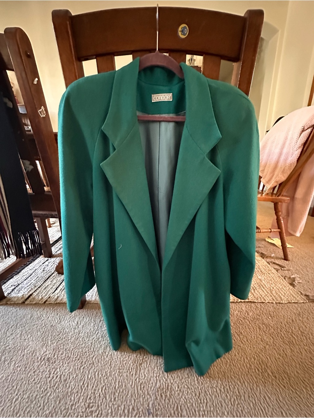 Women’s 100% Wool Emerald Green Long Jacket